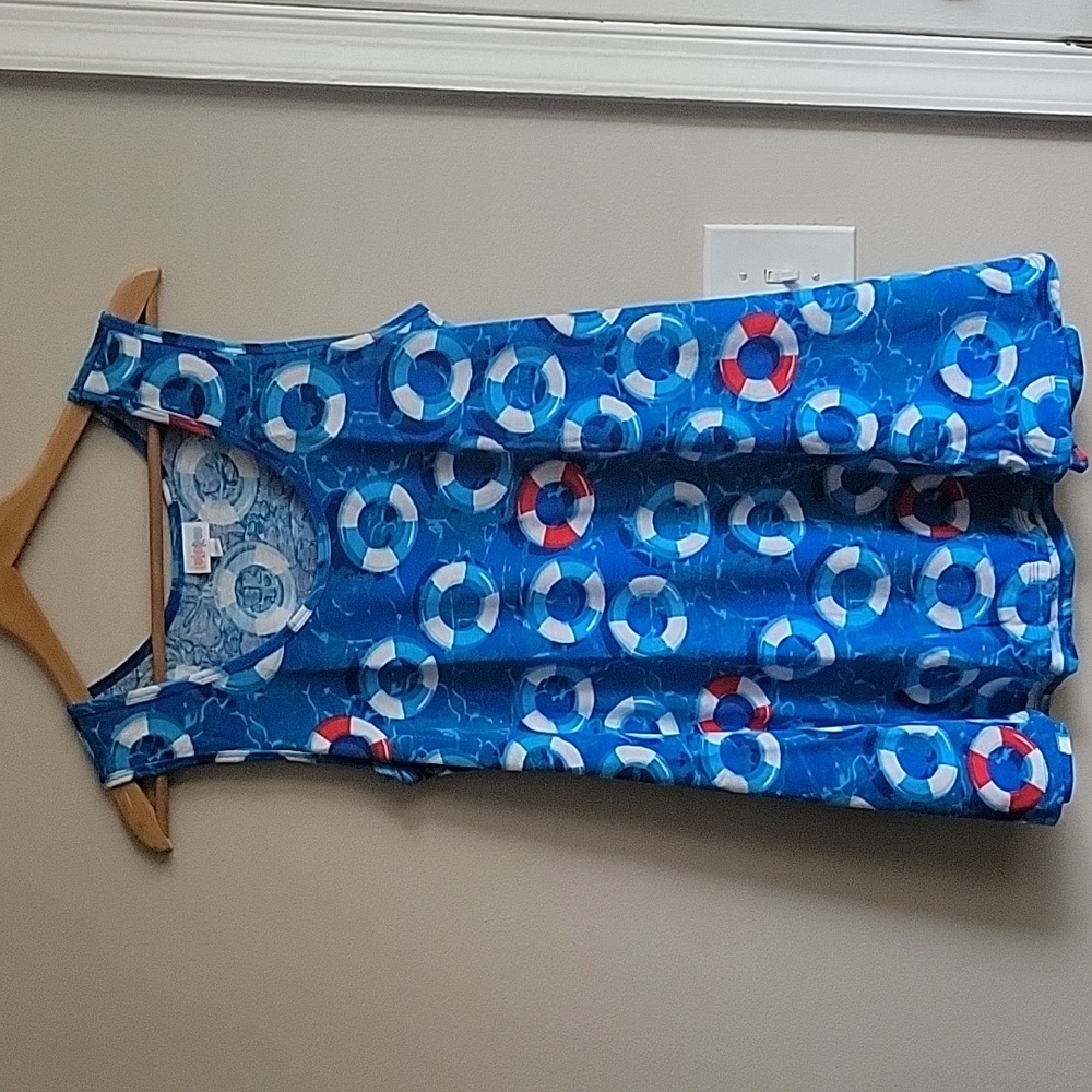 EUC LuLaRoe Perfect Swing Tank in Lifesaver Print